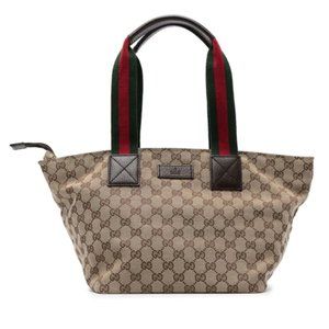 Gucci Shelly Line GG Canvas Tote Bag Beige/Brown